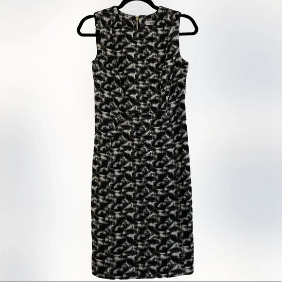 Calvin Klein Midi Dress - Black & White Print Design - size 2 - Picture 1 of 6